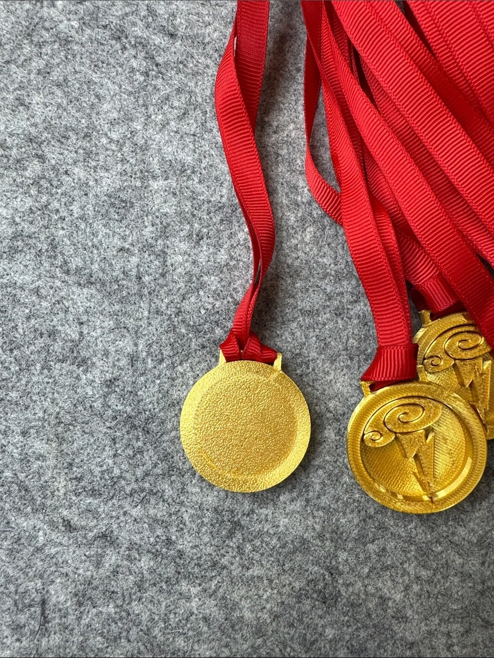 Gold Medallion Necklace with Red Ribbon